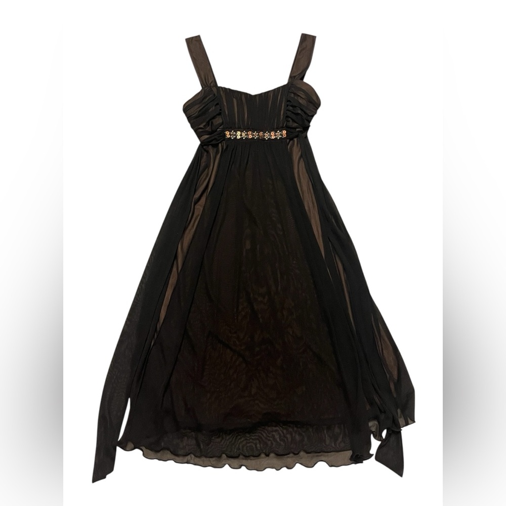Connected Apparel Black and Gold Formal Dress